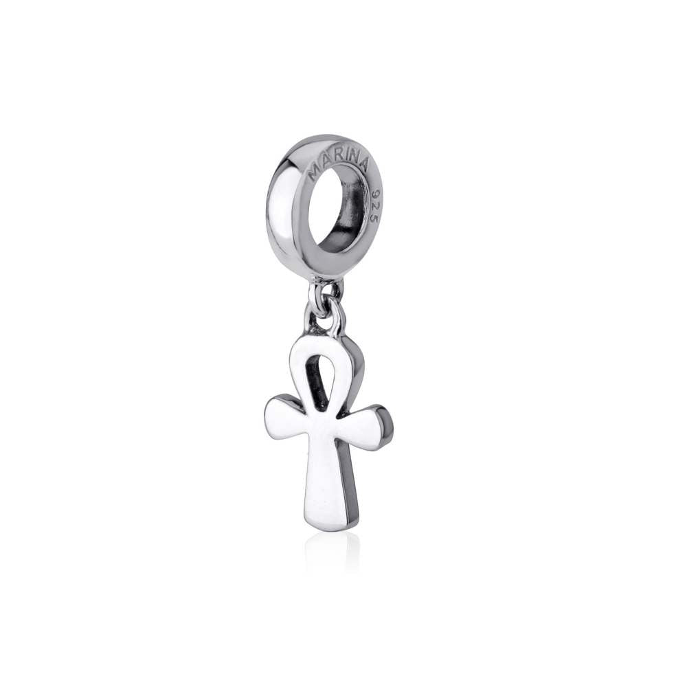 Ankh cross (crux ansata) hanging charm in 925 sterling silver by Marina Jewelry