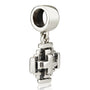 Layered Jerusalem Cross Hanging Charm in 925 Sterling Silver, view 2 by Marina Jewelry