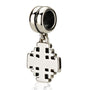 Polished Jerusalem Cross hanging charm in sterling silver by Marina Jewelry