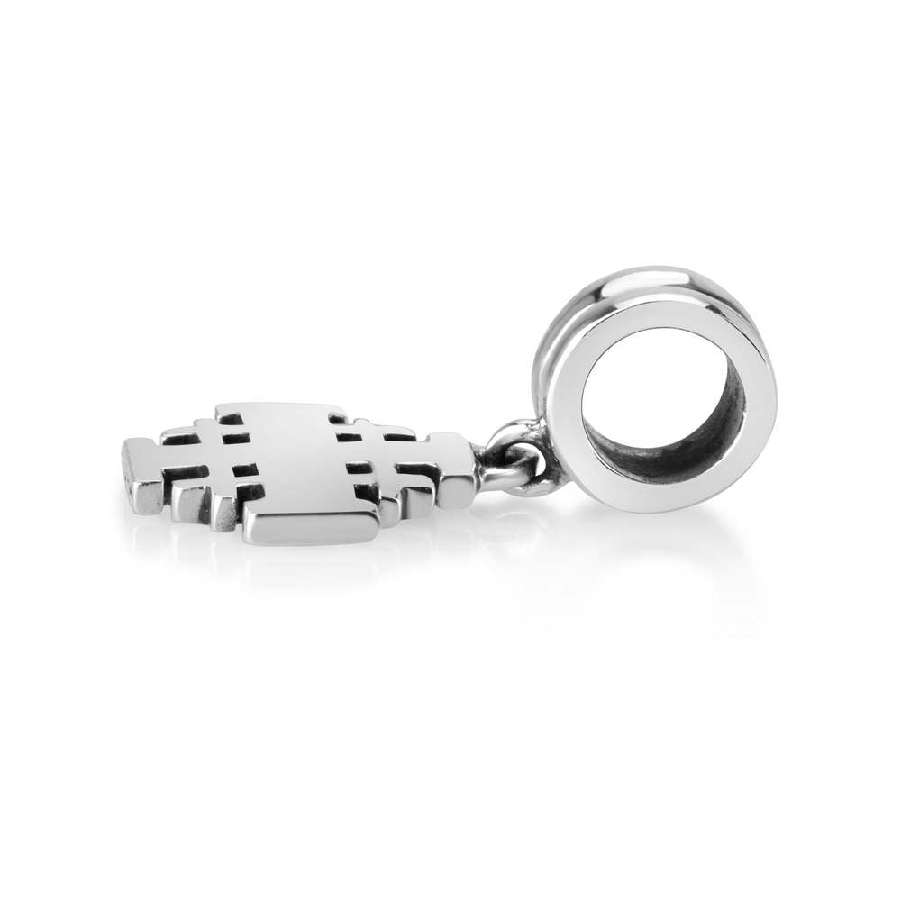 Jerusalem Cross Hanging Charm in 925 Sterling Silver, Polished, view 5 by Marina Jewelry