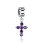 Amethyst cross charm in 925 sterling silver by Marina Jewelry