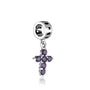 Amethyst Cross Charm in 925 Sterling Silver