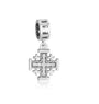 Jerusalem Cross hanging charm with Cubic Zirconia in sterling silver by Marina Jewelry