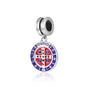 Saint Benedict Medal Charm in 925 Sterling Silver, Blue & Red Enamel – back view