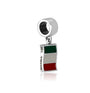 Italy Flag Charm in 925 Sterling Silver, Enamel
