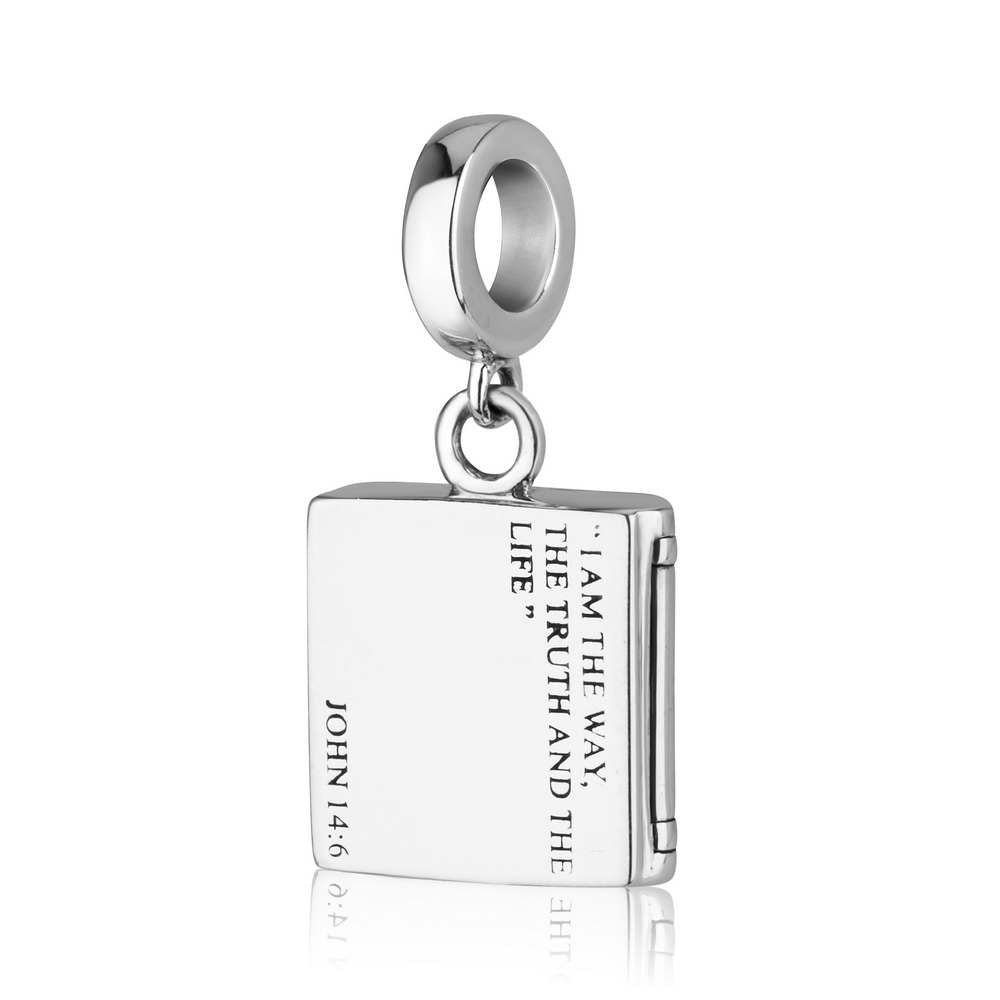 John 14:6 verse charm in 925 sterling silver by Marina Jewelry