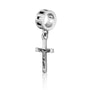 Slim crucifix hanging charm with figure of Christ in sterling silver by Marina Jewelry