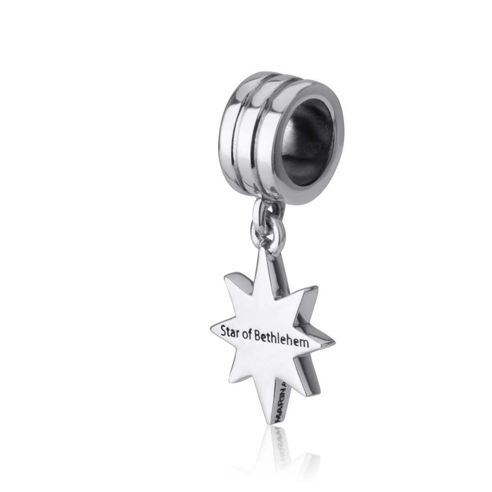 Star of Bethlehem Hanging Charm in 925 Sterling Silver, view 2 by Marina Jewelry
