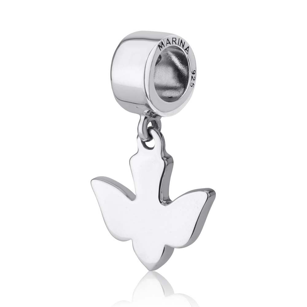 Dove Hanging Charm in 925 Sterling Silver, view 2 by Marina Jewelry