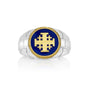 Jerusalem Cross Ring in 925 Sterling Silver and 14K Gold-Plating - For Men