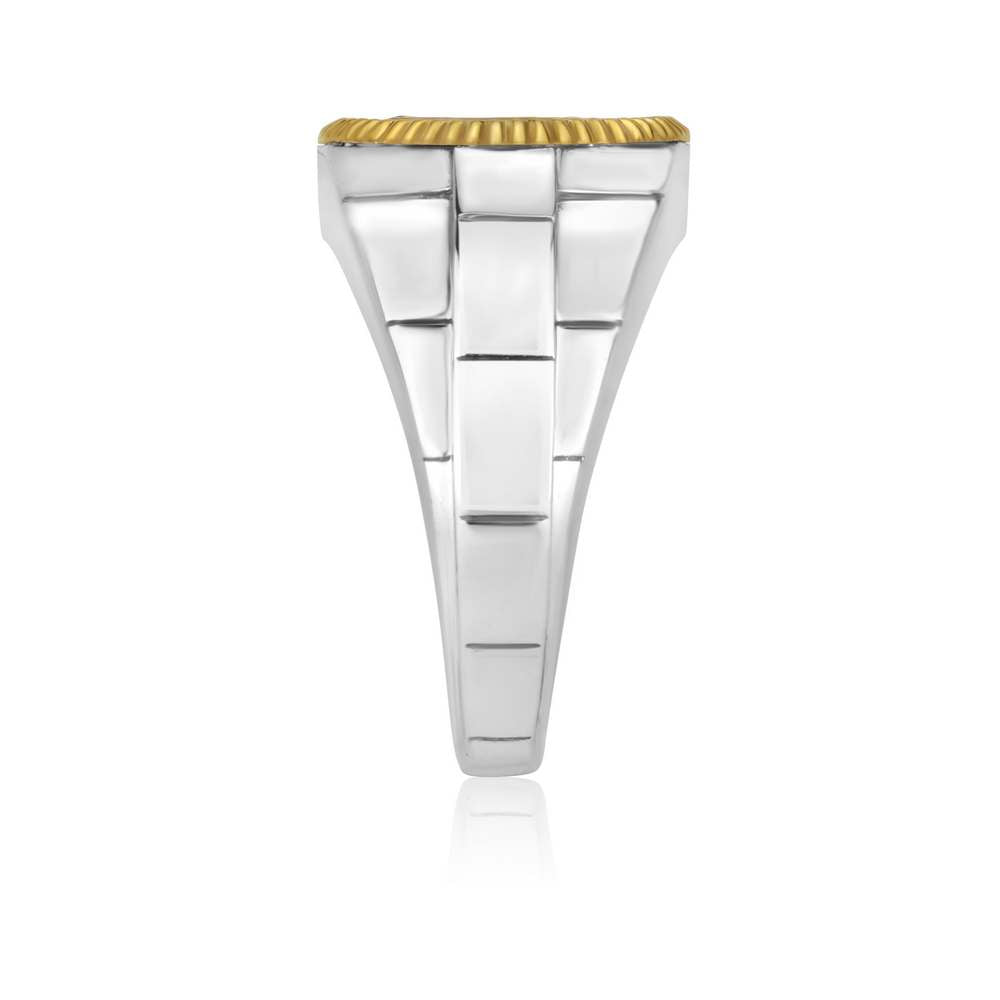 Jerusalem Cross Ring in 925 Sterling Silver and 14K Gold-Plating - For Men – side view