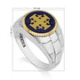 Jerusalem Cross Ring in 925 Sterling Silver and 14K Gold-Plating - For Men – size reference
