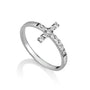 Pavé cross ring with white zircon in 925 sterling silver by Marina Jewelry