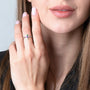 Multi-Stone Cross Ring in 925 Sterling Silver, Sideways – shown worn, close-up