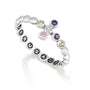Multi-Stone Cross Rosary Band Ring in 925 Sterling Silver, Raised Jerusalem Lettering
