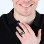 Men's Eilat Stone Cross Signet Ring in 925 Sterling Silver, Gold-Plated, Cross Accent – shown worn