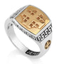 Men's Jerusalem Cross Ring in 925 Sterling Silver with Gold-Plated Cross by Marina Jewelry