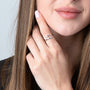 Open Cross Ring in 925 Sterling Silver, Zircon – shown worn