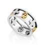 Men's fish and cross two-tone ring in 925 sterling silver by Marina Jewelry