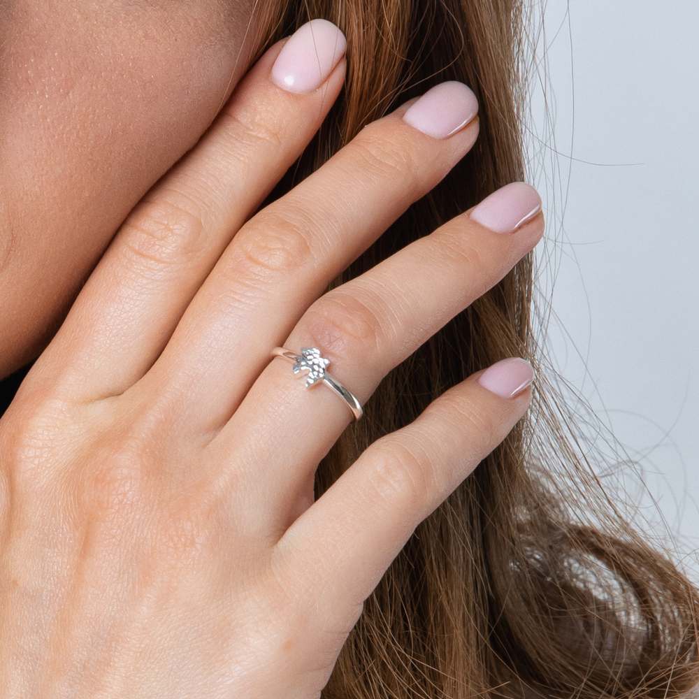 Dove Ring in 925 Sterling Silver, Textured – shown worn