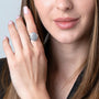 Beaded Cross Signet Ring in 925 Sterling Silver, Hammered Face – shown worn