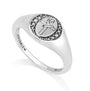 Dove and Cross oxidized signet ring in 925 sterling silver by Marina Jewelry