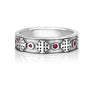 Jerusalem Cross Ring in 925 Sterling Silver with Ruby Stones, Oxidized