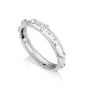 Zircon bezel-stone cross rosary band ring in 925 sterling silver by Marina Jewelry
