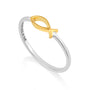 Gold-plated Ichthus fish ring in 925 sterling silver by Marina Jewelry