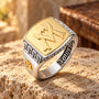 Men's Totus Tuus Marian Signet Ring in 925 Sterling Silver, Two-Tone – on natural stone