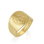 Gold-plated Totus Tuus Marian signet ring with lilies by Marina Jewelry
