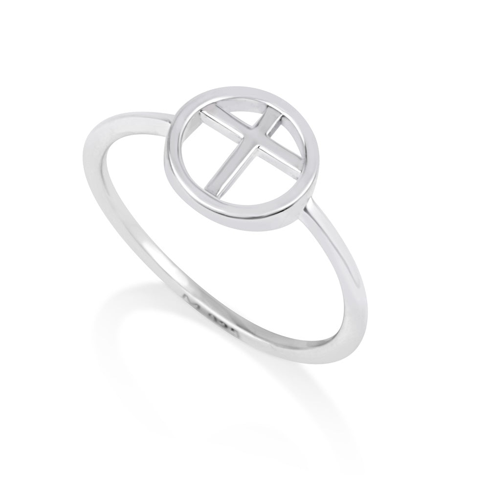 Circle Cross Ring in 925 Sterling Silver, Open Design