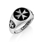 Malta Cross Ring in Black Enamel, Sterling Silver