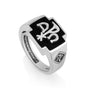 Men's Chi-Rho Onyx Signet Ring, Sterling Silver