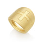 Wide Domed Cross Ring, Gold-Plated Sterling Silver