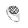 Round beaded Jerusalem Cross signet ring in sterling silver by Marina Jewelry