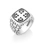 Men's stone-wall Jerusalem Cross signet ring in sterling silver by Marina Jewelry