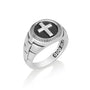 Men's cross signet ring in 925 sterling silver with oxidized face, by Marina Jewelry