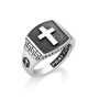 Men's Cross Signet Ring, Greek-Key Shoulders