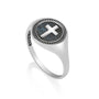 Women's Cross Signet Ring, Blue Patina Milgrain