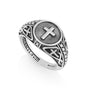 Men's Cross Sunburst Signet Ring, Sterling Silver Filigree