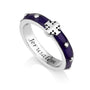 Rosary Band Ring, Indigo Enamel Cross, Sterling Silver