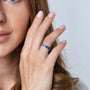 Rosary Band Ring in 925 Sterling Silver, Indigo Enamel – shown worn