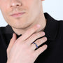 Rosary Band Ring in 925 Sterling Silver, Indigo Enamel – shown worn