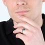 Eilat Stone Shield Signet Ring, Sterling Silver – shown worn