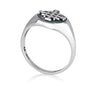 Jerusalem Cross Eilat Stone Signet Ring, Polished Rim, 925 Sterling Silver
