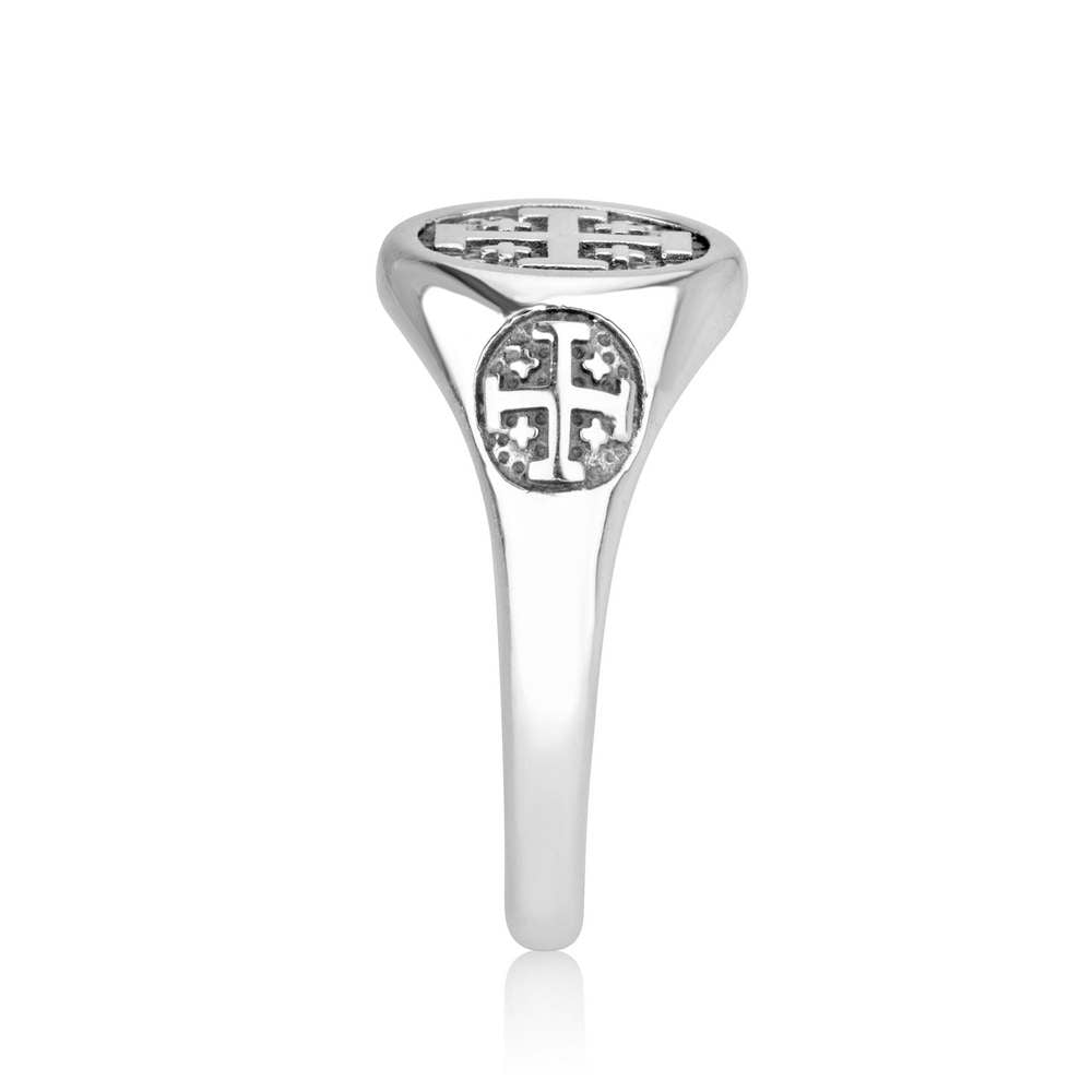 Jerusalem Cross Ring in 925 Sterling Silver, Oxidized – side view