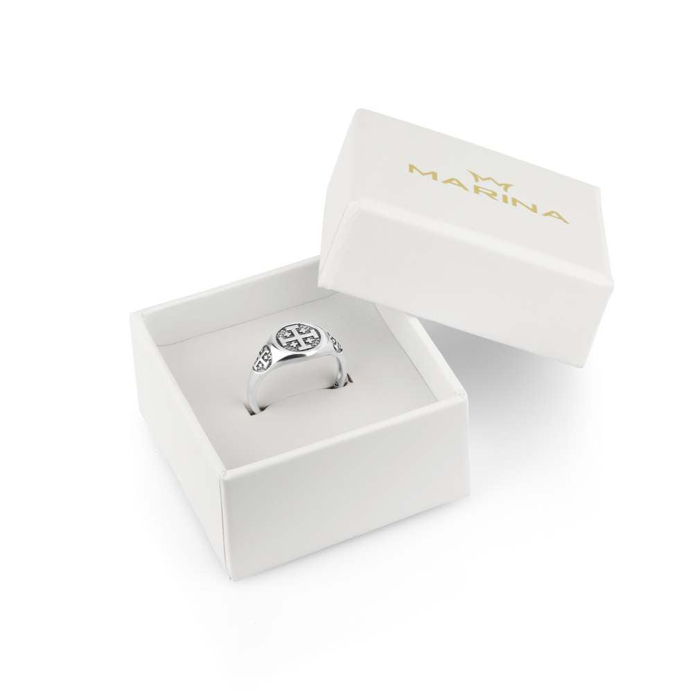 Jerusalem Cross Ring in 925 Sterling Silver, Oxidized – gift box
