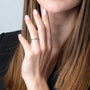 Stackable Swirl Band Ring in 925 Sterling Silver, Oxidized – shown worn