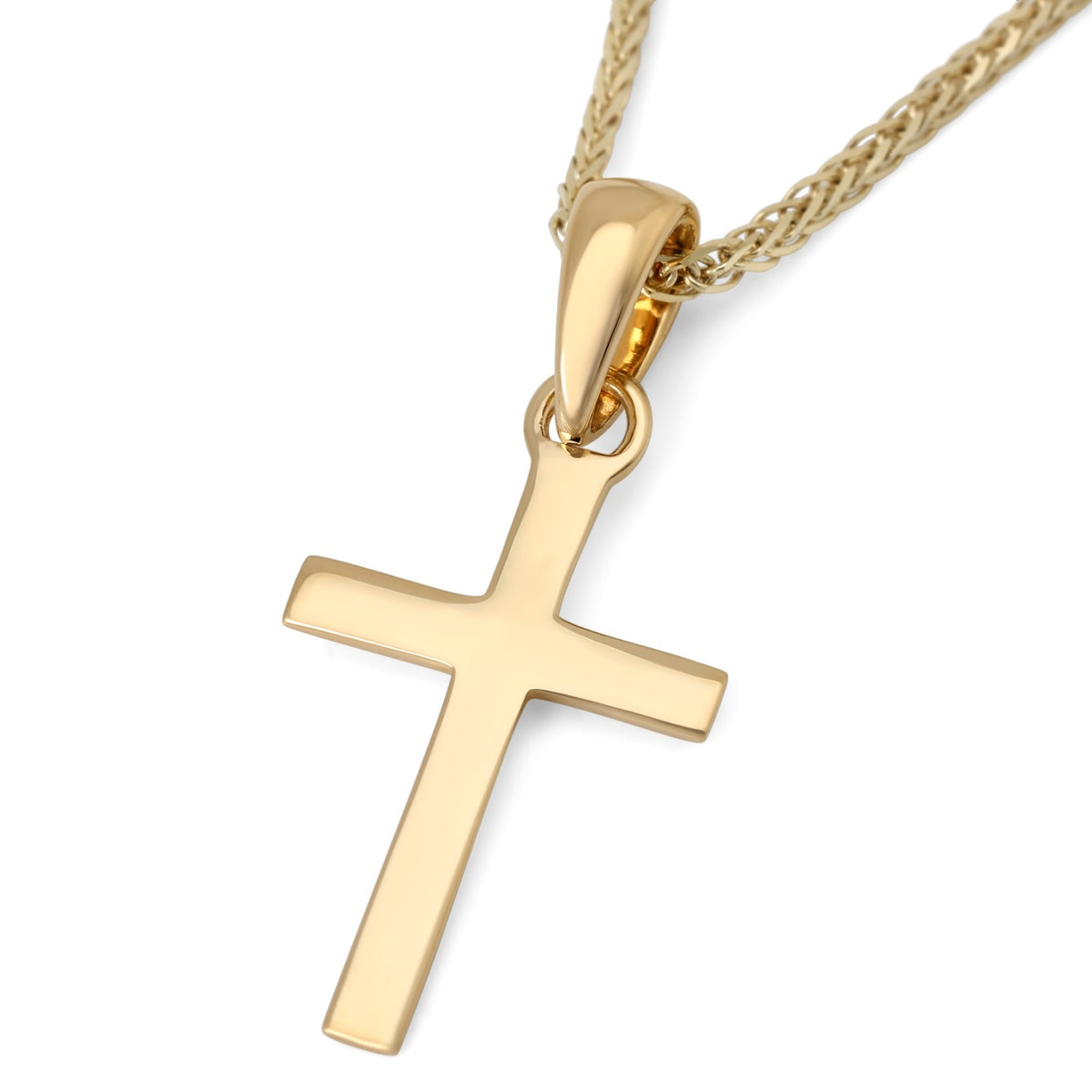 Classic polished 14K gold Latin cross pendant by Marina Jewelry